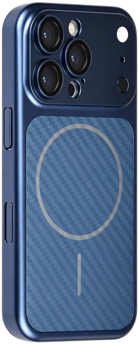 TUNIQ Backcover hoesje voor Apple iPhone 16 Pro - MagSafe With fiber pattern PC - Blauw