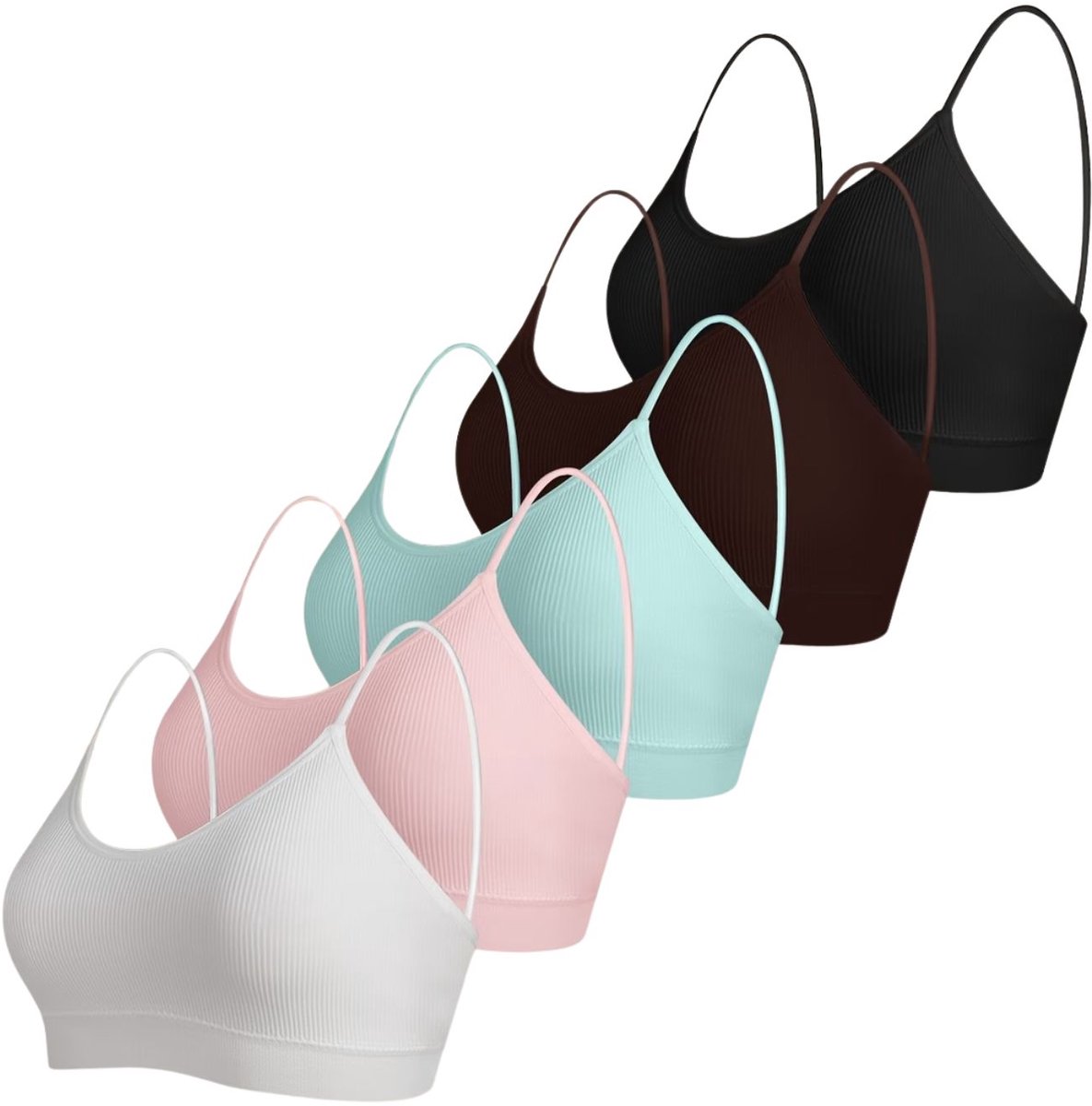 Currero BH Zonder Beugel - Strapless - Zonder Bandjes - Met Voorsluiting - Push-up Bh's - Comfort Beha - Comfortabel - Grote Sluiting - 5-Pack Zwart, Wit, Roze, Lichtblauw, Bruin