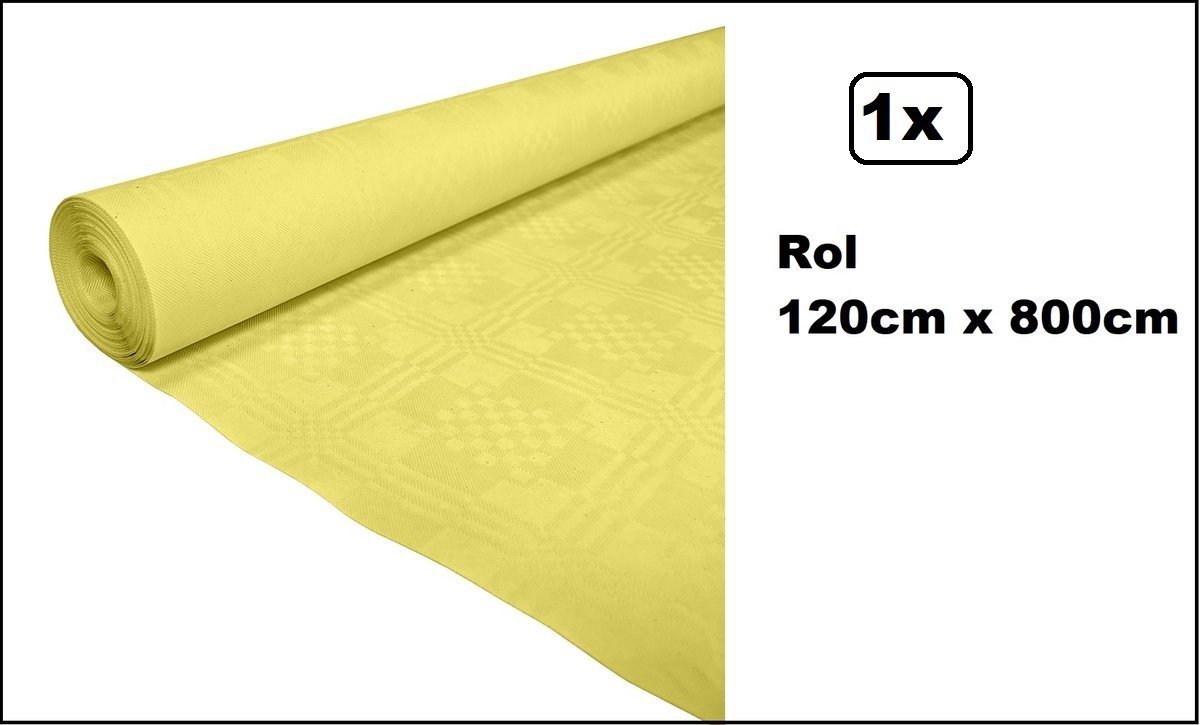 1x Tafelrol tafelkleed geel 120cm x 800cm papier - Party diner food festival eten fun thema feest party