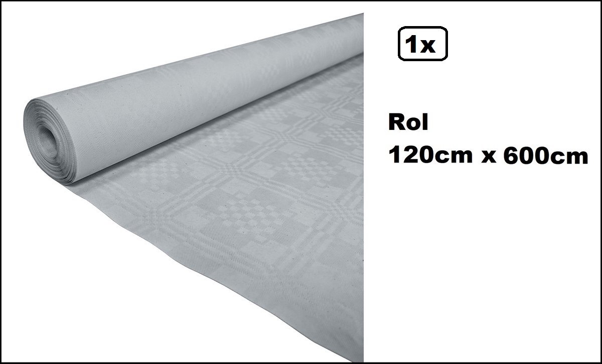 1x Tafelrol tafelkleed zilver 120cm x 600cm papier - Party diner food festival eten fun thema feest party
