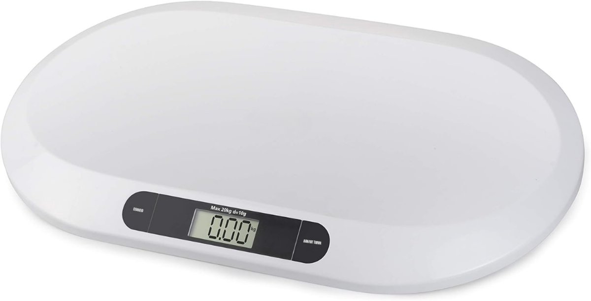 Allvia® Baby Weegschaal - Hangweegschaal - Babyweegschaal - Tot 20KG - Ook Geschikt voor Kleine Dieren - Wit - 23cm x 14cm x 2cm