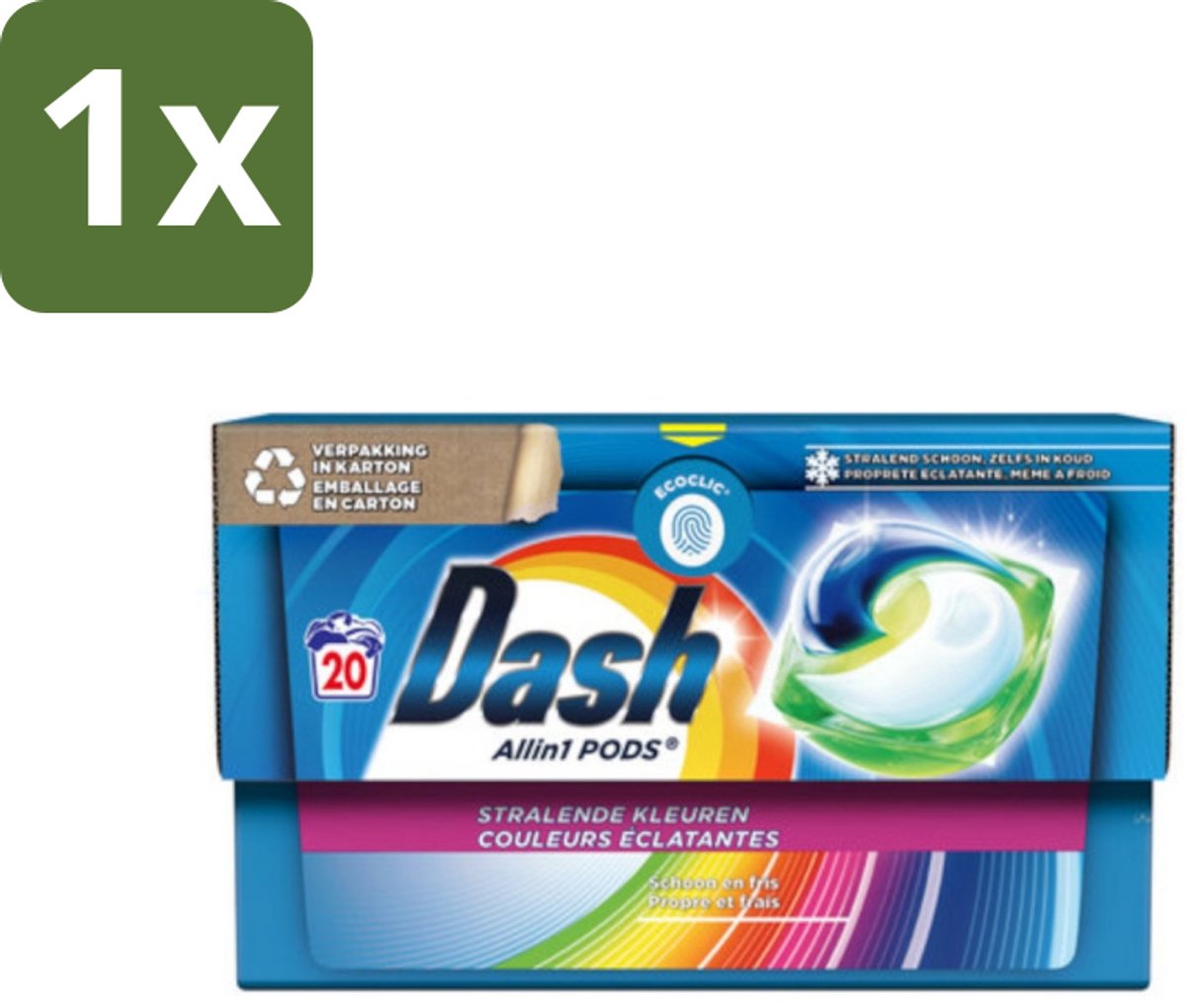 Dash - Stralende Kleuren - Wasmiddel Capsules - All-in-1 Pods - Gekleurde Was - 20 Wasbeurten - 1 stuk
