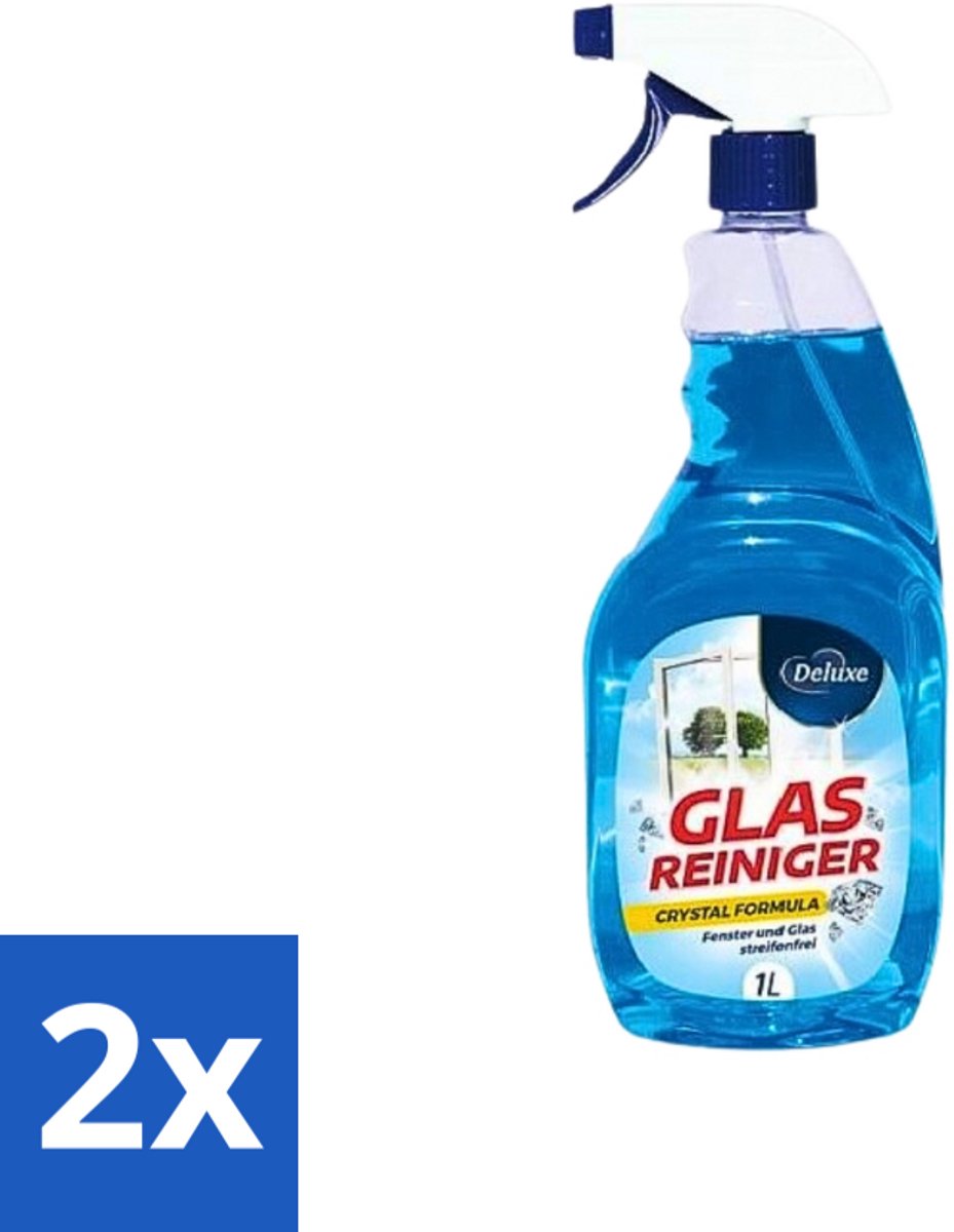 Deluxe - Glasreiniger - Crystal Formule - Streeploze Glans - 1L - Voordeelverpakking - 2 stuks