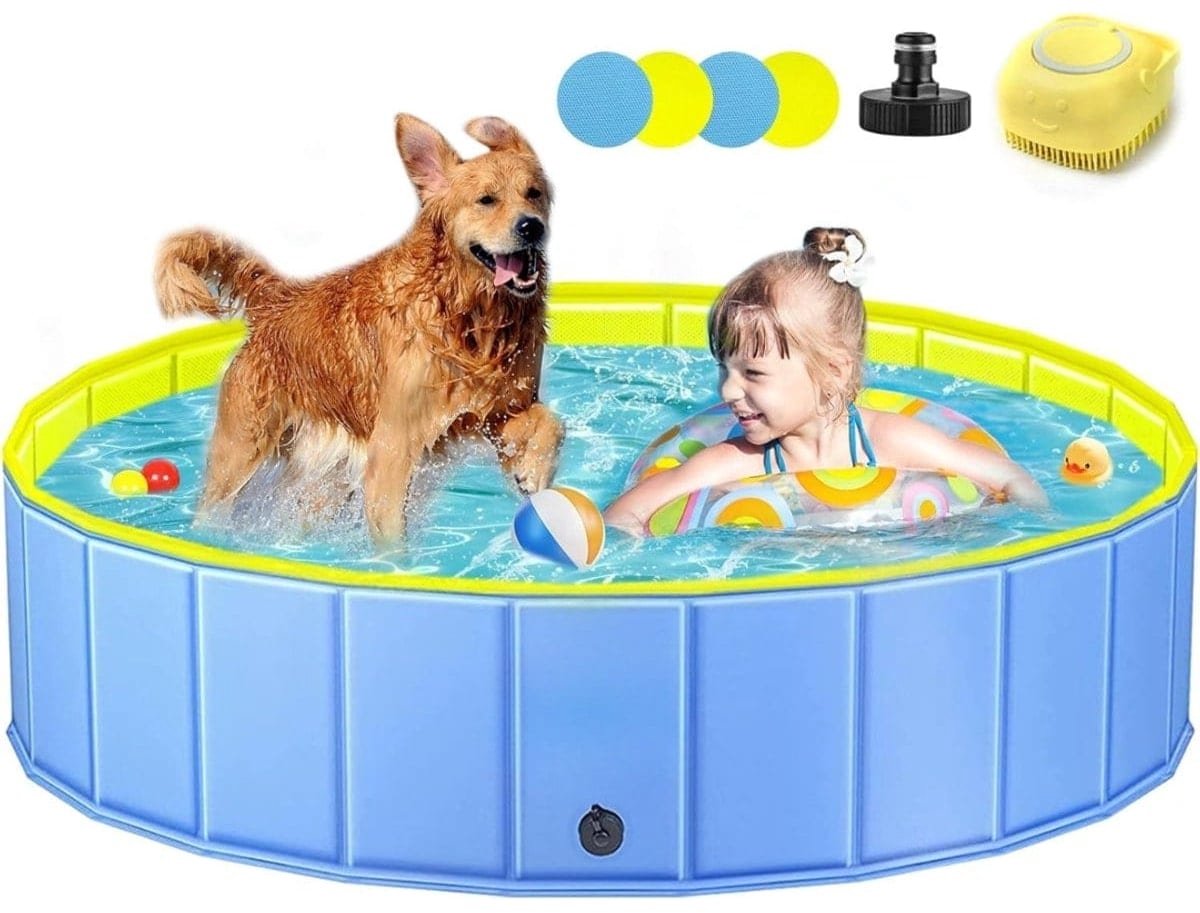 Klarven® Hondenzwembad Blauw - Opvouwbaar, Antislip Bodem - Groot Bad voor Honden en Kinderen - Stevig PP en PVC - Ø 120 x H 30 cm
