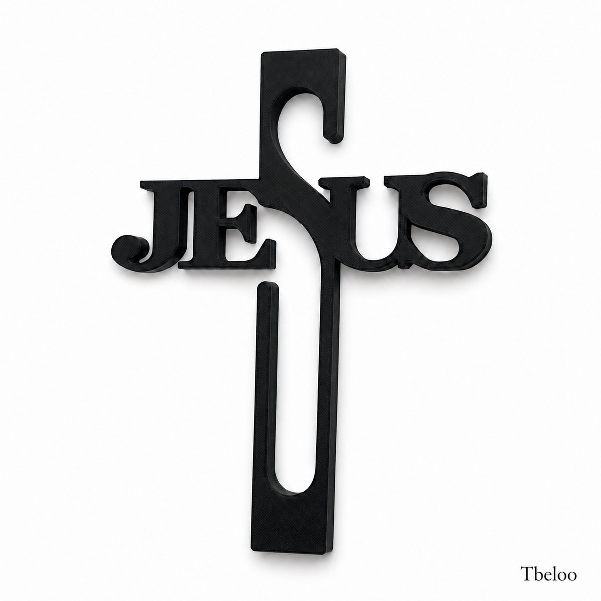 Tbeloo Jezus Kruis – Christelijke Wanddecoratie – 3D Geprint – Zwart – 18 cm x 13 cm