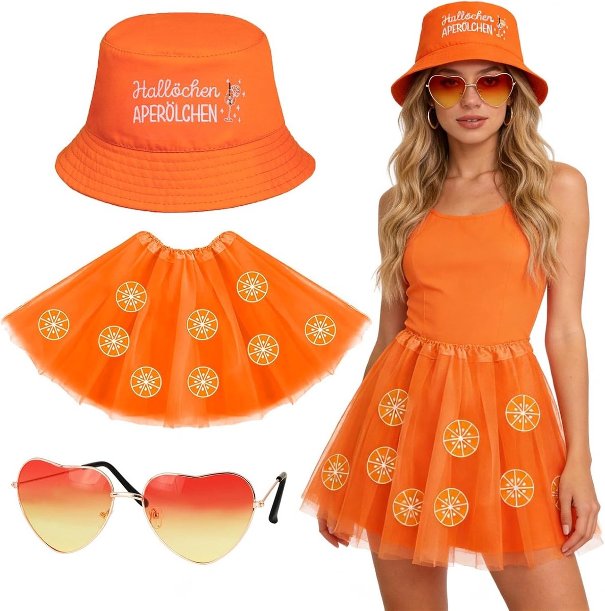 Oranje vissershoed voor Apero Spritz kostuum, perfecte accessoires voor dames tijdens carnaval