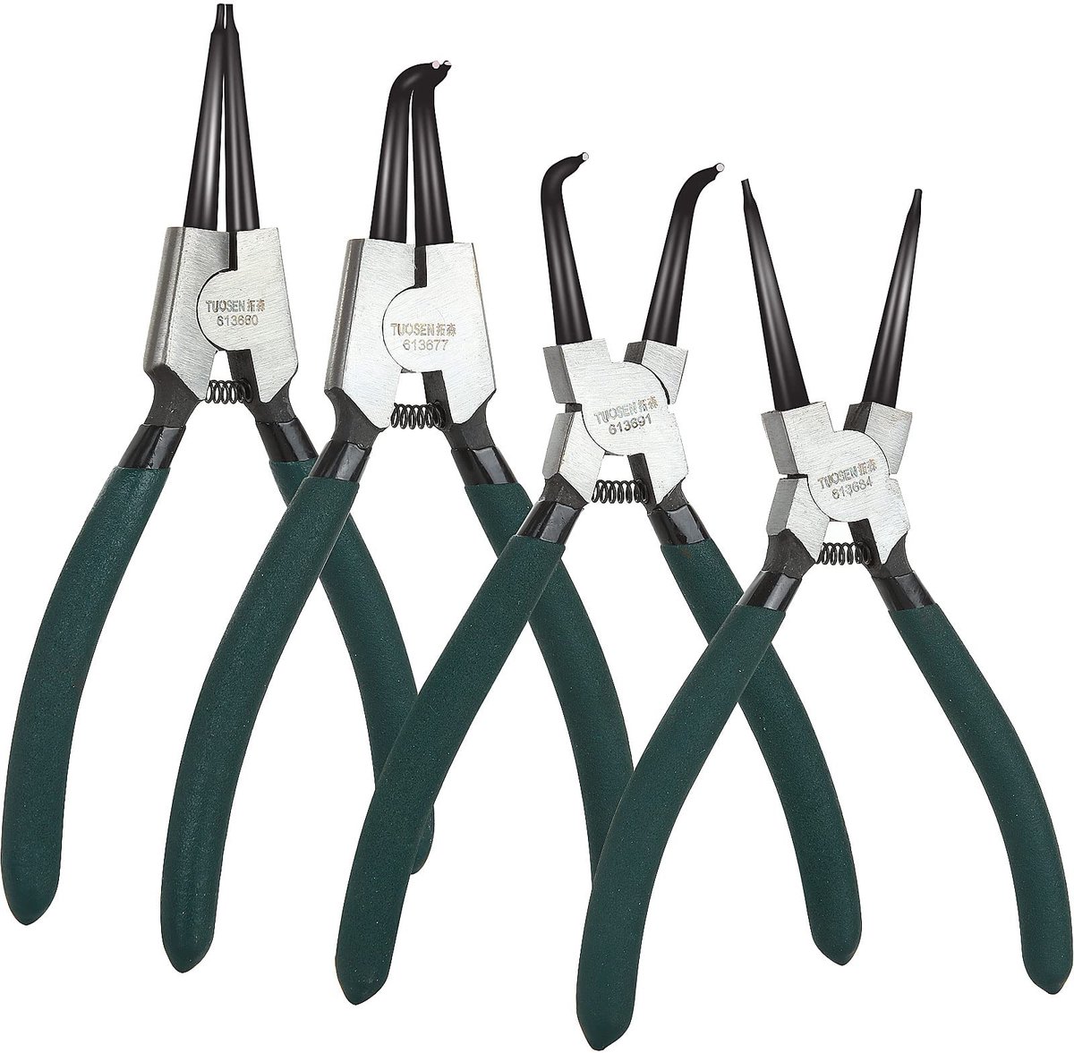 ASelected Circlip tang, set van 4 Snap Ring Tangen Set, 7" interne en externe rechte en gebogen tip borgtangen, Heavy - ShopVlot