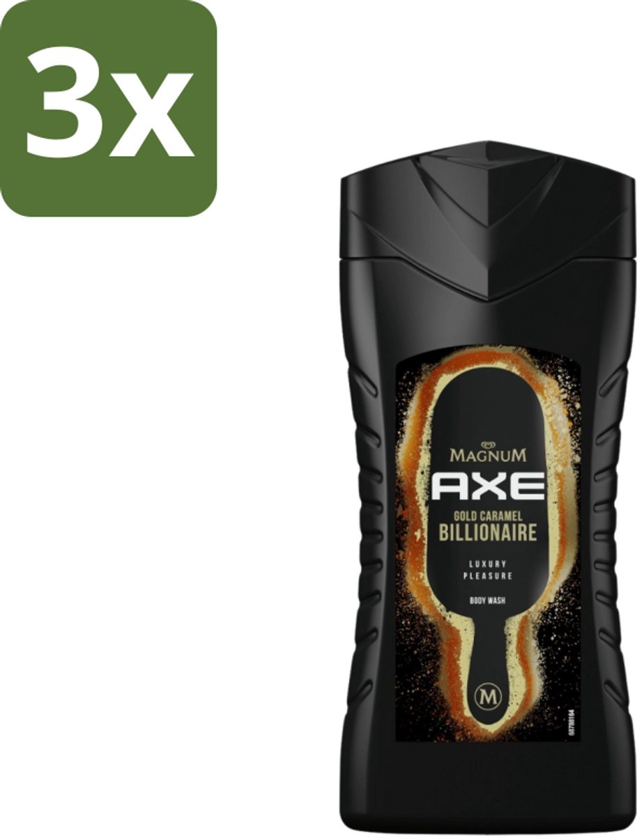 Axe X Magnum - Douchegel - Gold Caramel Billionaire - 250 ml - Bulkverpakking - 3 stuks