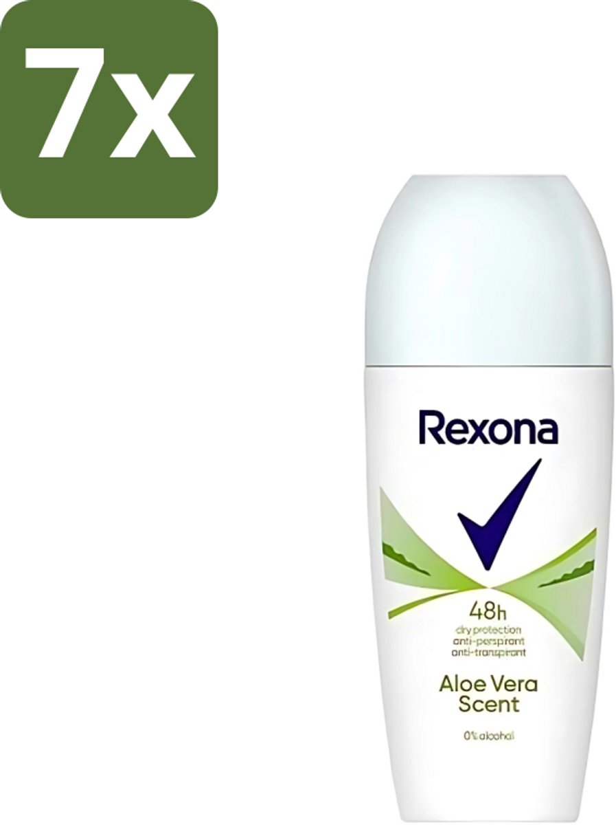 Rexona - Deodorant Roller - Aloe Vera - 0% Alcohol - Anti-Transpirant & Perspirant - 50ml - Bulkverpakking - 7 stuks