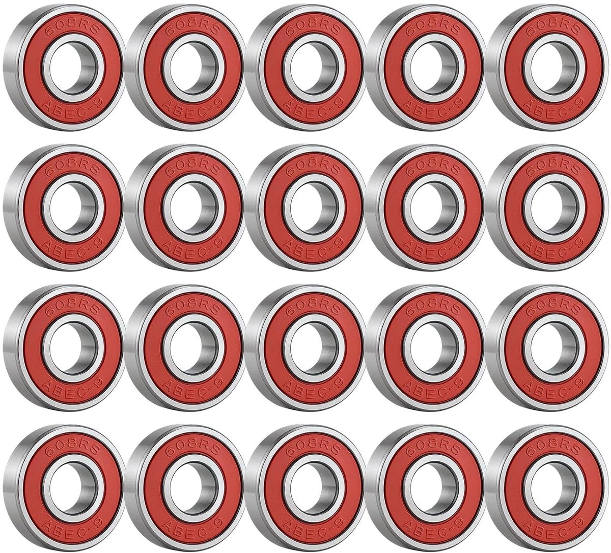 20 Stuks Skateboard Lagers Dubbele ABEC-9 608 2RS Hoogwaardige Precisie en Duurzaamheid