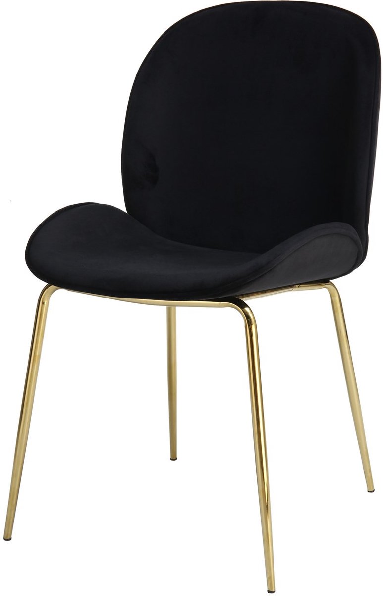 Padiro eetkamerstoelen set van 2 - zwart / messing - stof - ijzeren onderstel - retro