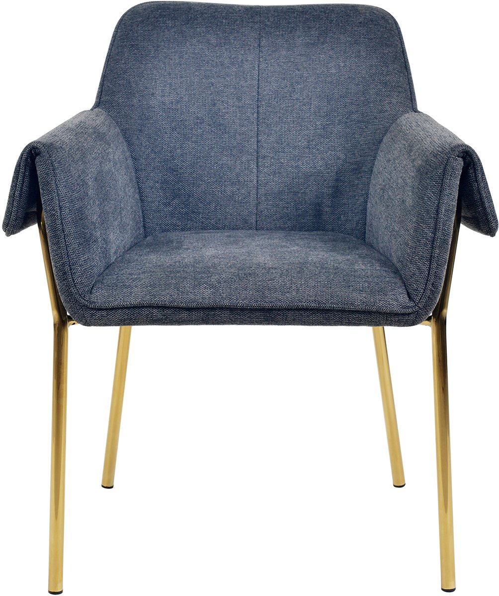 Padiro eetkamerstoel - antraciet - polyester - met armleuningen - ijzeren onderstel - zithoogte 50 cm - met losse armstukken - hotel chique