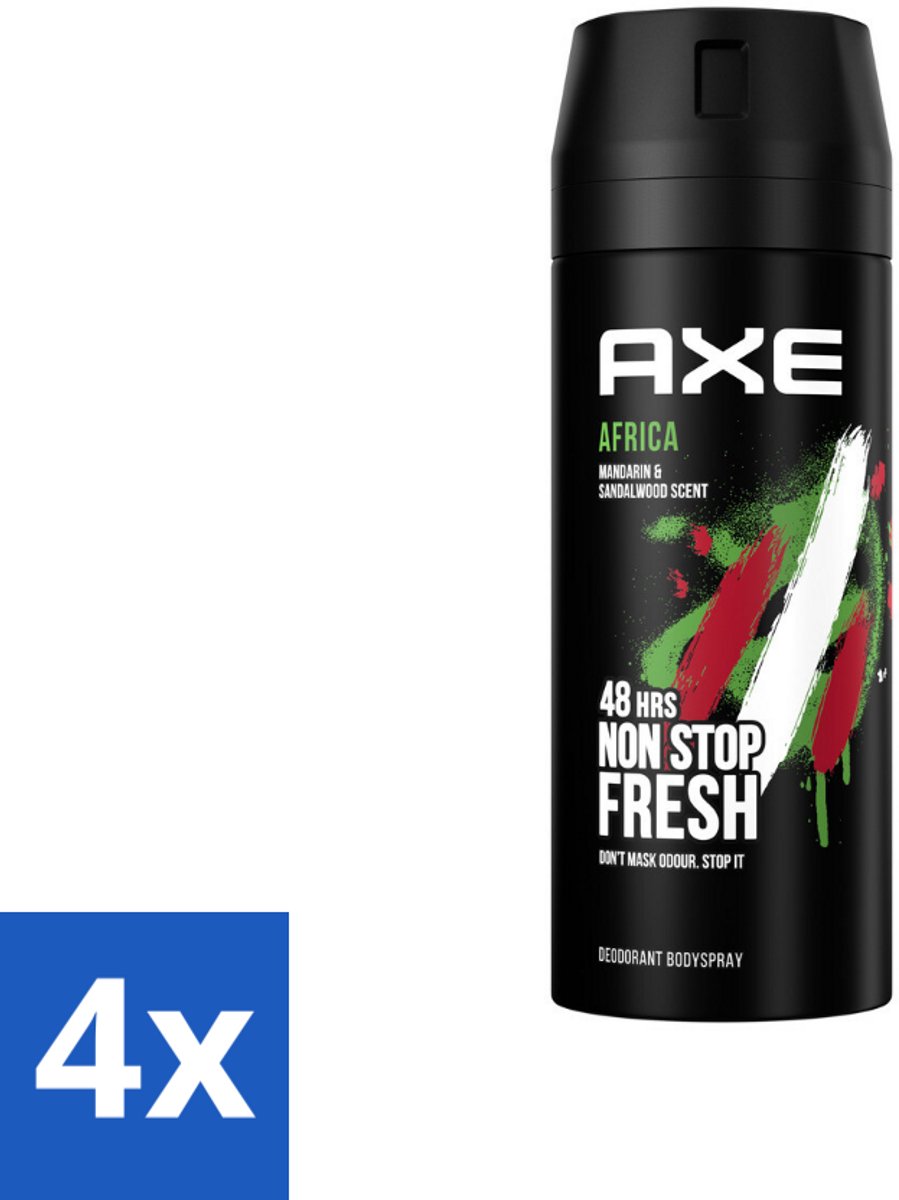 Axe – Deodorant – Africa – 150 ml - Voordeelverpakking - 4 stuks