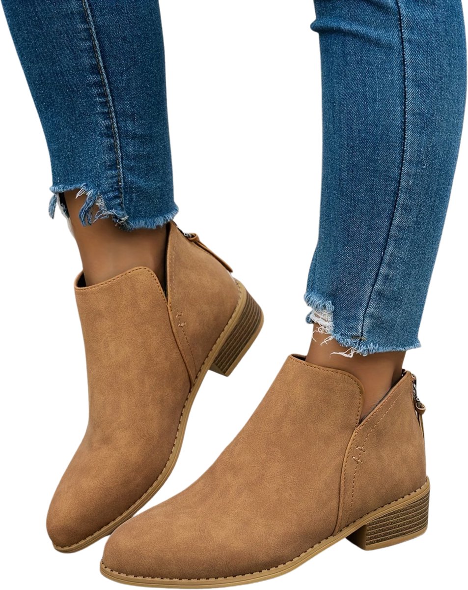 Currero Dames Cowboy Laarzen Hoge Hak Enkellaarzen Kniehoge Western Boots Chelsea 39 5 Sepia