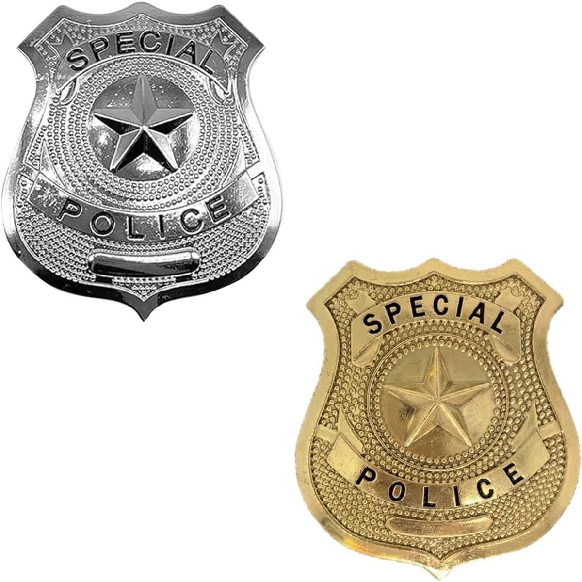 Gouden metalen badges voor kostuumaccessoires, rollenspel en themafeesten, 2 stuks, perfect voor carnaval en verkleedpartijen