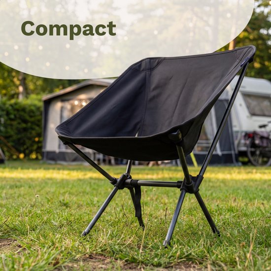 TRVLMORE Campingstoel - Opvouwbaar - 100KG Draagvermogen - Incl. Draagtas - Klapstoel - Visstoel - Kampeerstoel - Vouwstoel - Zwart van Merkloos — afbeelding 2