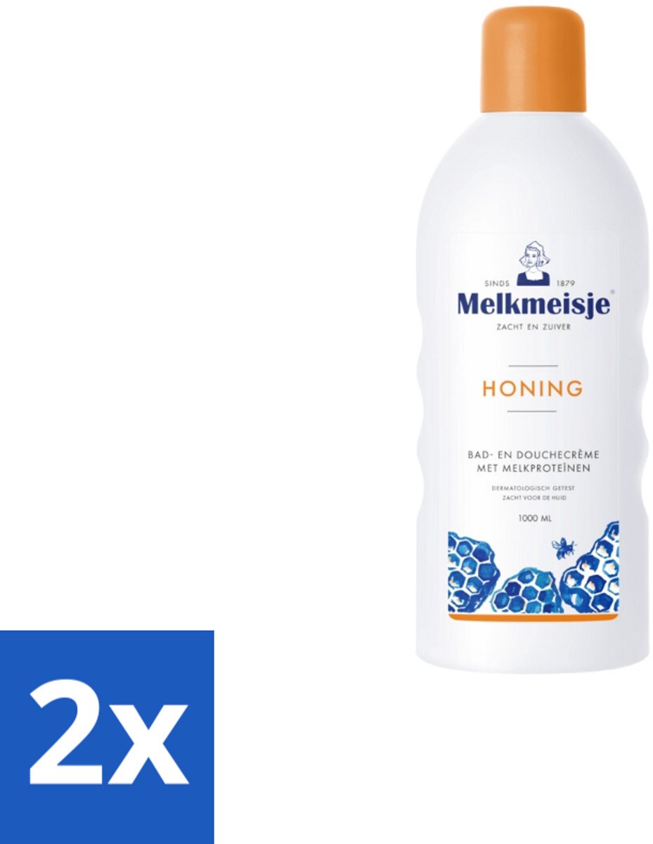 Melkmeisje – Bad & Douche – Honing – 1000 ml - Voordeelverpakking - 2 stuks