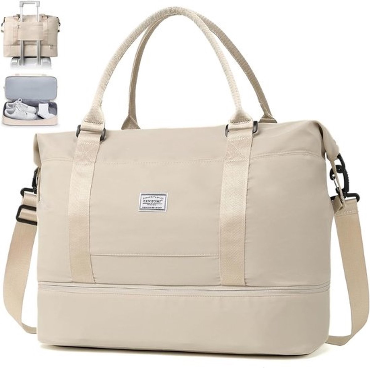 Reistas voor dames, weekendtas, waterdichte sporttas, 46 x 23 x 32 cm, handzaam en multifunctioneel