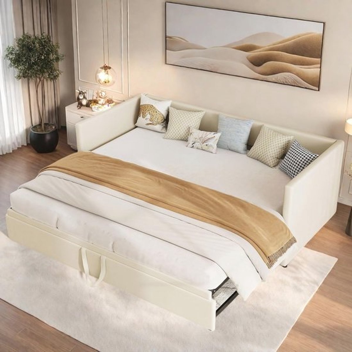 Verlengbare Sofa Bed 90/180 x 200 cm - 2-Zits Bank met Uitzetfunctie in Velours - Geen Matras Inclusief