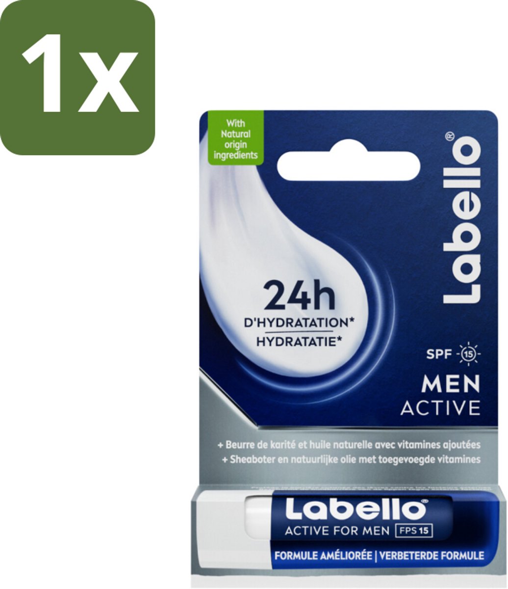 Labello – Lippenbalsem – Active For Men – SPF 15 – 4,8 g - 1 stuk