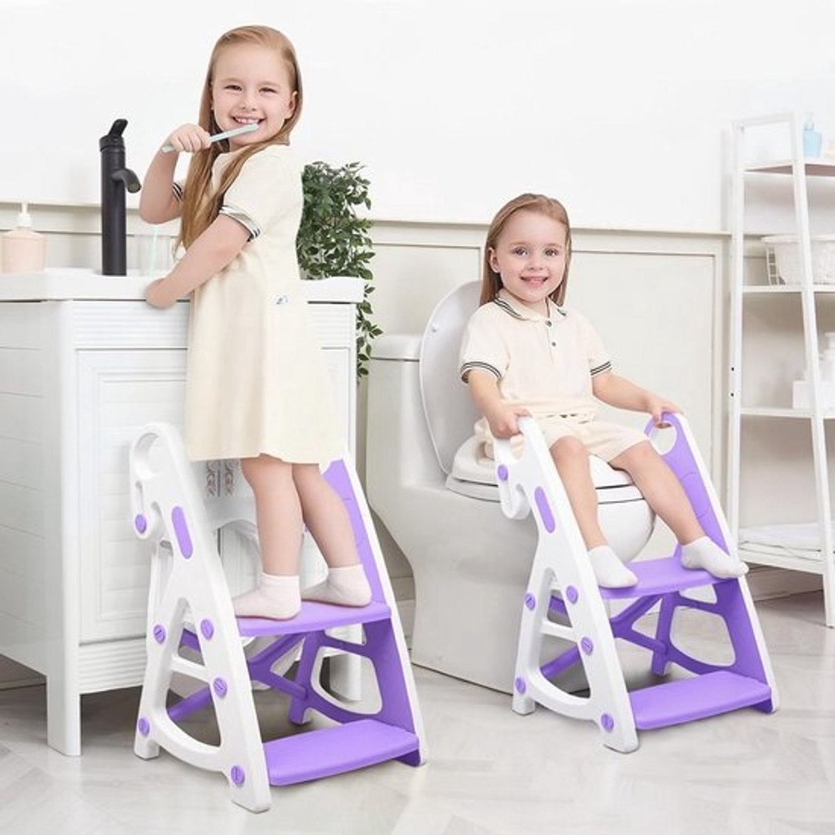 2-in-1 Peuter Toiletverkleiner met Trapje - Ultra Stabiele Potty Chair