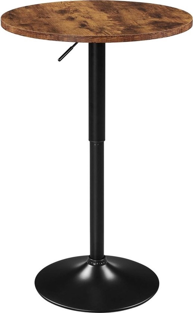 Bartafel Verstelbaar - Statafel Bistrotafel - Dranken Serveren - 360 Graden Draaibaar - Ø 60 cm - Roestbruin