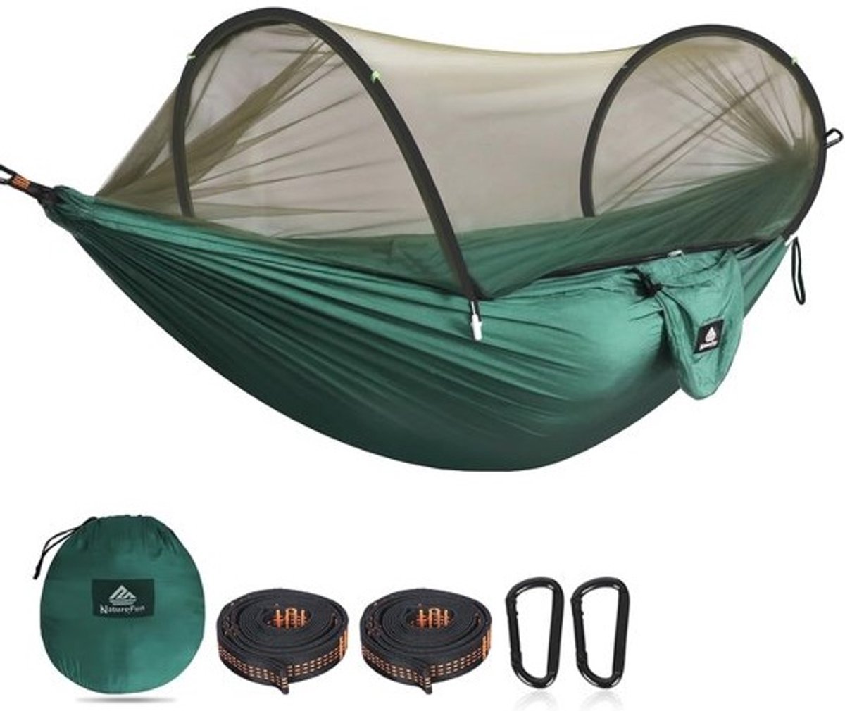 Ultralichte Camping Hangmat met Muggennet en 300kg Draagvermogen | Ademend en Sneldrogend Parachute Nylon