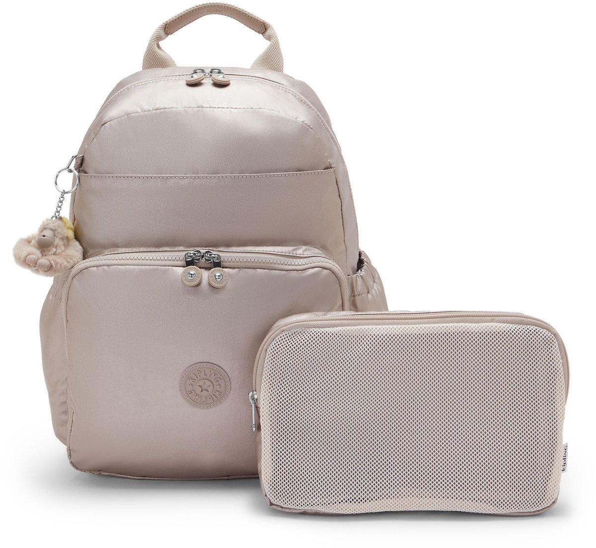 kipling rugzak luiertas Basic Plus Maisie Baby Backpack Tiny Metal Glow Taupe