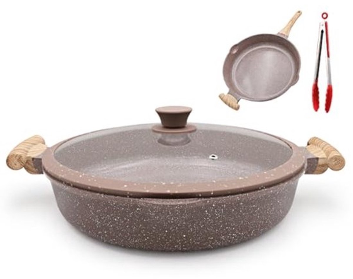 Ceramic Non-Stick Frying Pan 2-in-1 30cm with Lid - Eco-Friendly and Multi-Functional