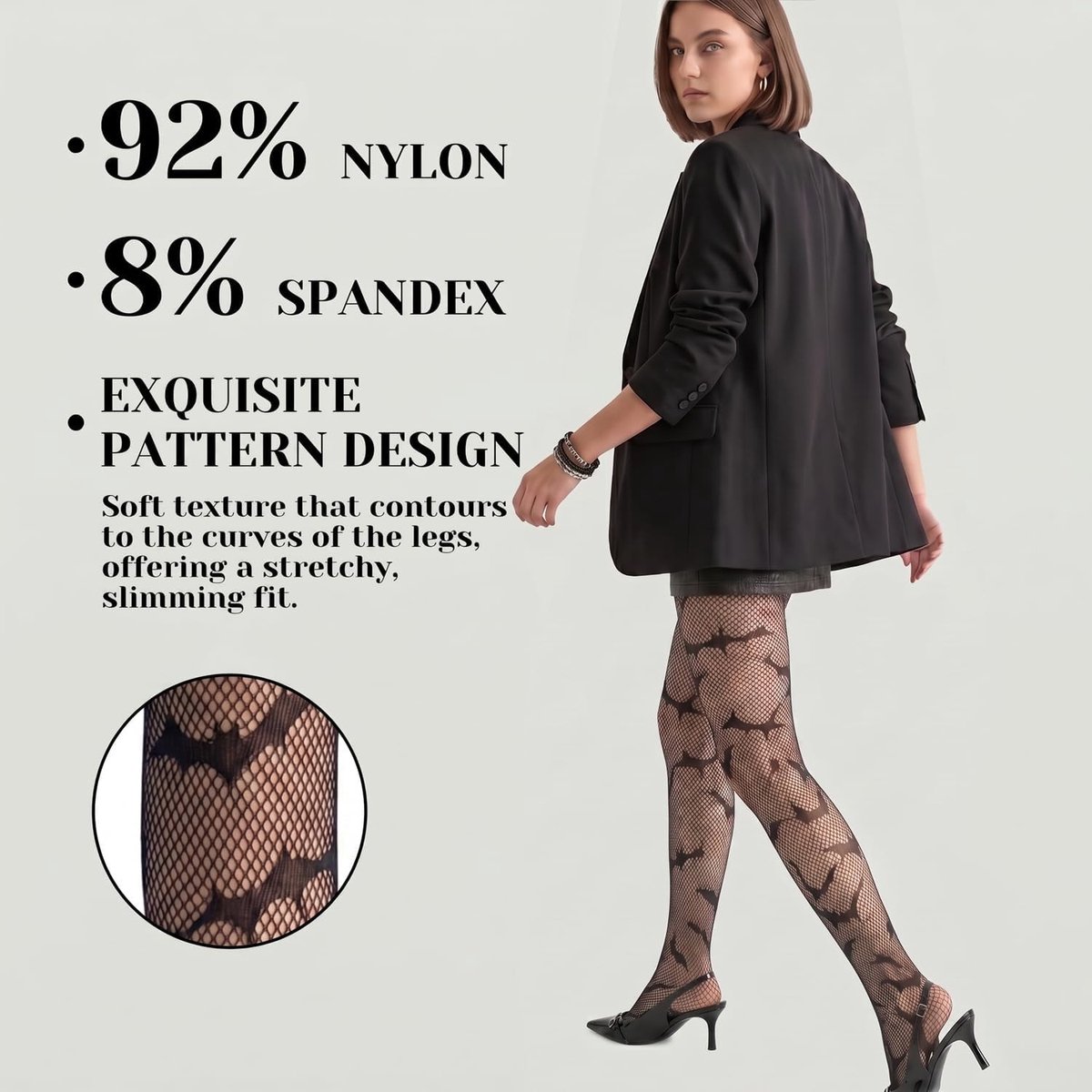 Florale Kanten Panty voor Dames - Hoge Taille Visnet Panty's, Transparant, Zwart, One Size, Perfect voor Feestjes en Casual Outfits