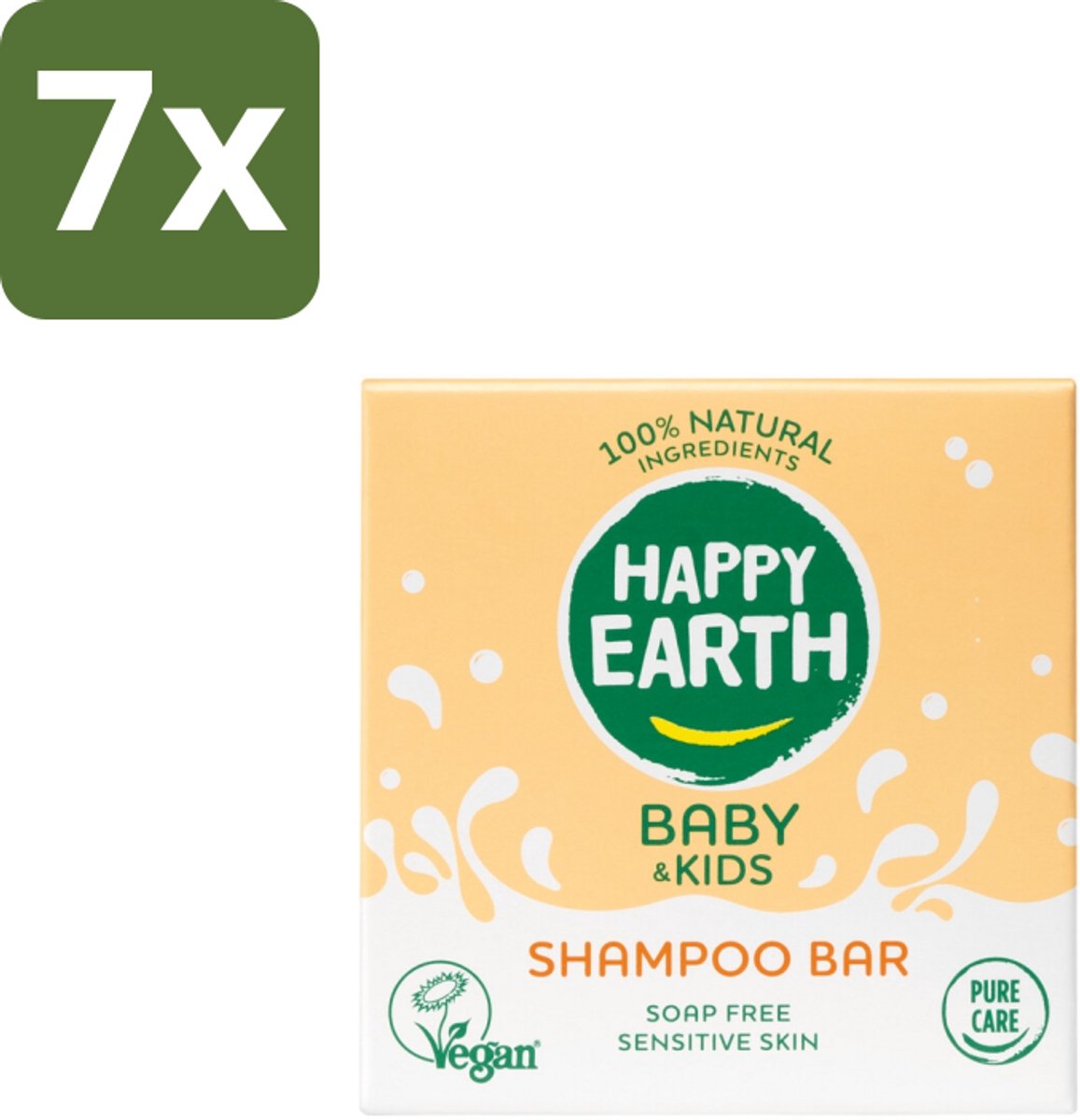 Happy Earth – Shampoo Bar – 100% Natuurlijk Baby & Kids – 50 g - Bulkverpakking - 7 stuks
