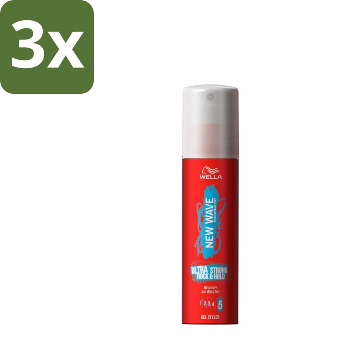 Wella – New Wave Fix & Go Ultra Strong – Haargel – 100 ml - Bulkverpakking - 3 stuks