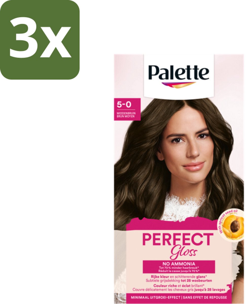 Palette - Haarverf - Perfect Gloss 5 Medium Brown - Bulkverpakking - 3 stuks