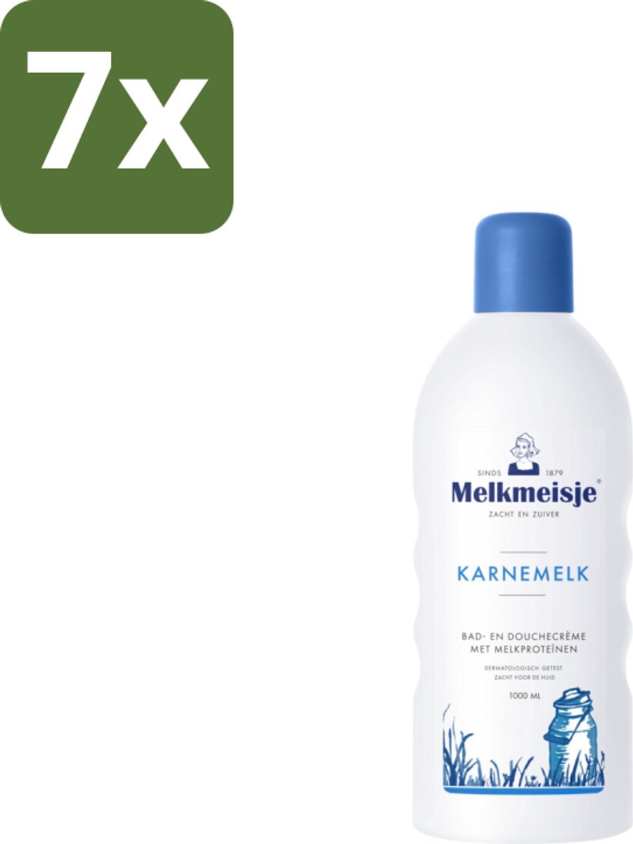 Melkmeisje – Bad & Douche – Karnemelk – 1000 ml - Bulkverpakking - 7 stuks