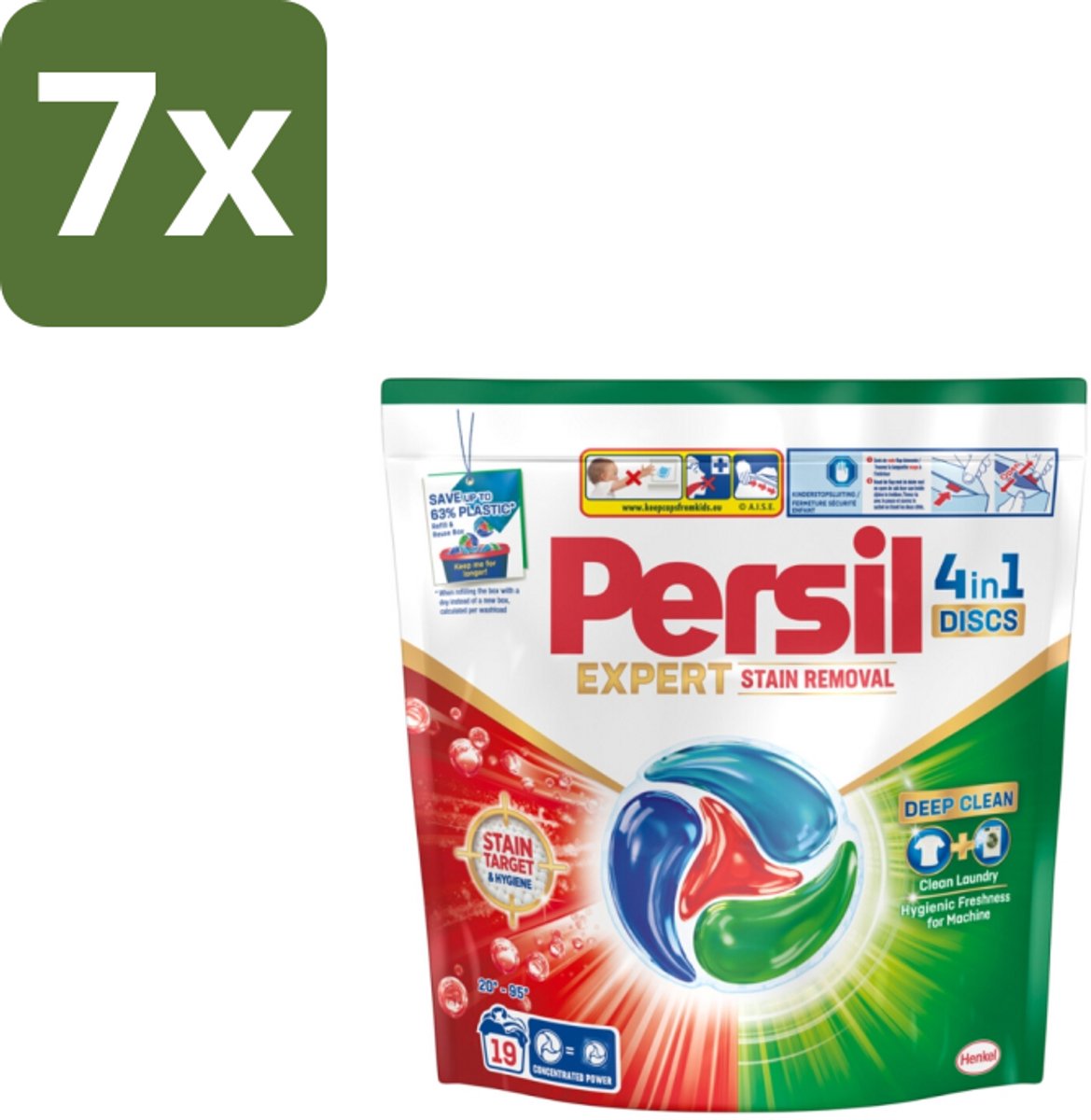 Persil - Wasmiddelcapsules - Discs Stain Removal - 19 Capsules - Bulkverpakking - 7 stuks