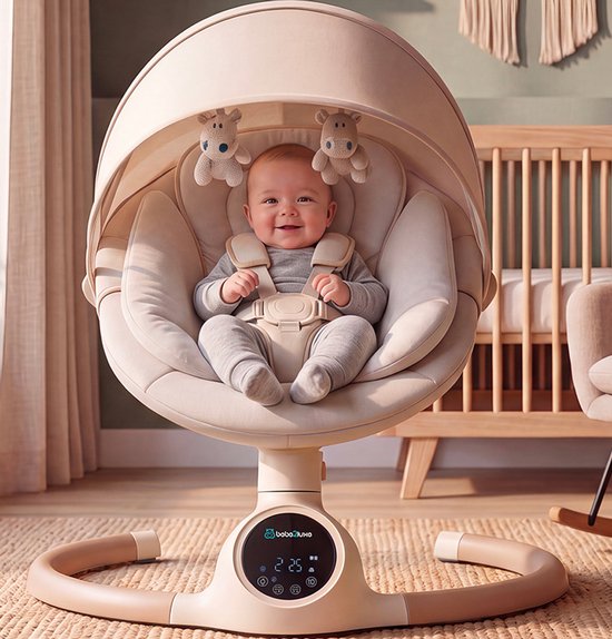 BEBE2LUXE ALPHA Elektrische Babyschommel en Wipstoel, Bluetooth-compatibel, draagbare rustgevende babystoel met schommelbewegingen en ingebouwde geluiden — afbeelding 4