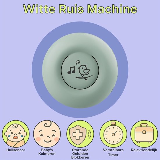 Verte White Noise Machine - 20 Rustgevende Geluiden - Huilsensor - Timer - Oplaadbaar Via USB-C - Draagbaar Slaapapparaat Met Slaapliedjes - Natuurgeluiden En Witte/Roze/Bruine Ruis van Verte — afbeelding 2