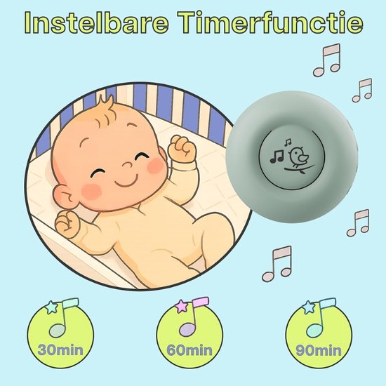Verte White Noise Machine - 20 Rustgevende Geluiden - Huilsensor - Timer - Oplaadbaar Via USB-C - Draagbaar Slaapapparaat Met Slaapliedjes - Natuurgeluiden En Witte/Roze/Bruine Ruis van Verte — afbeelding 4