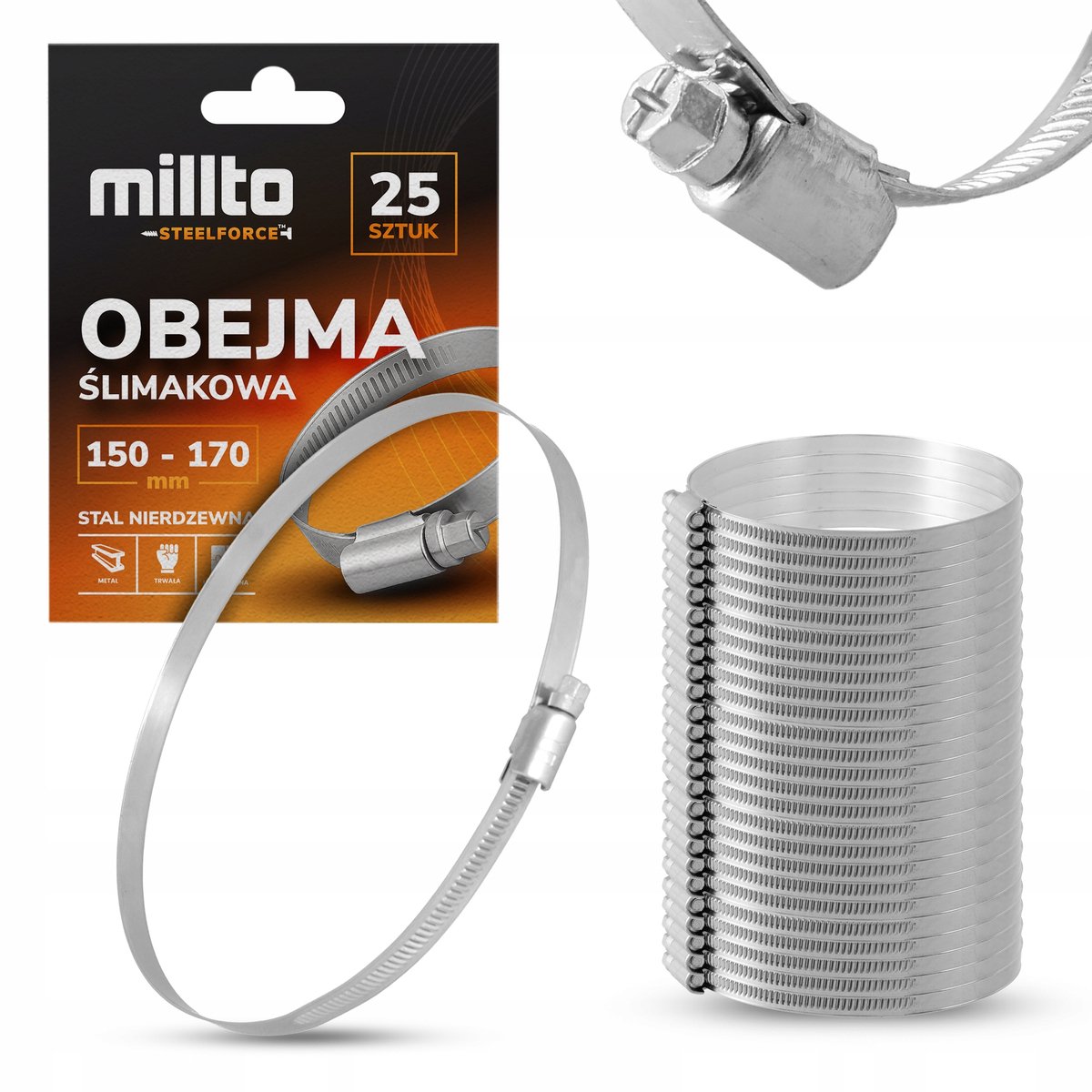 25x Metalen Slangklem 150-170mm - Roestvrij Staal - Schroefklem