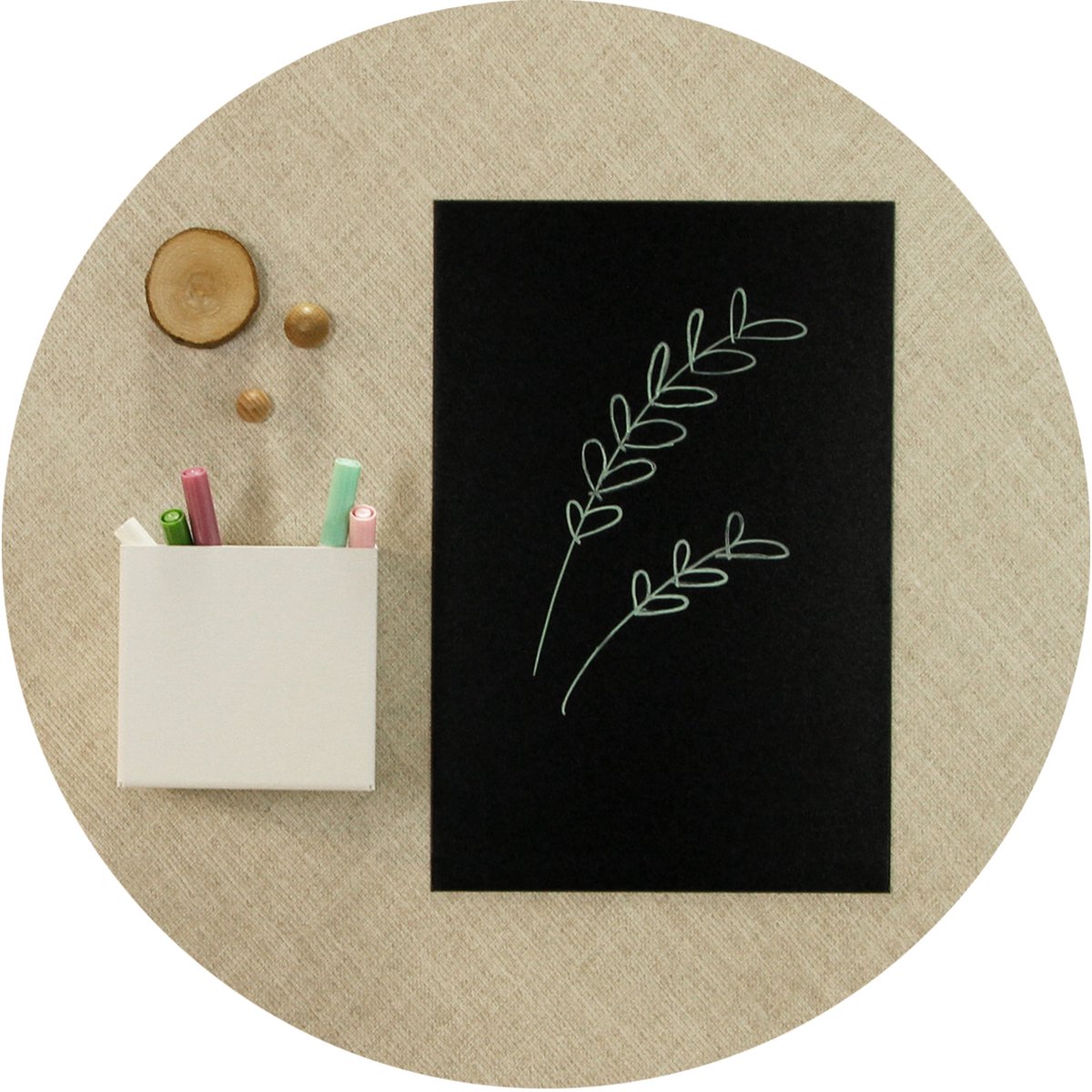 Design Magneetbord Rond - Fabric Sand - Rond - 40cm - Kamer26