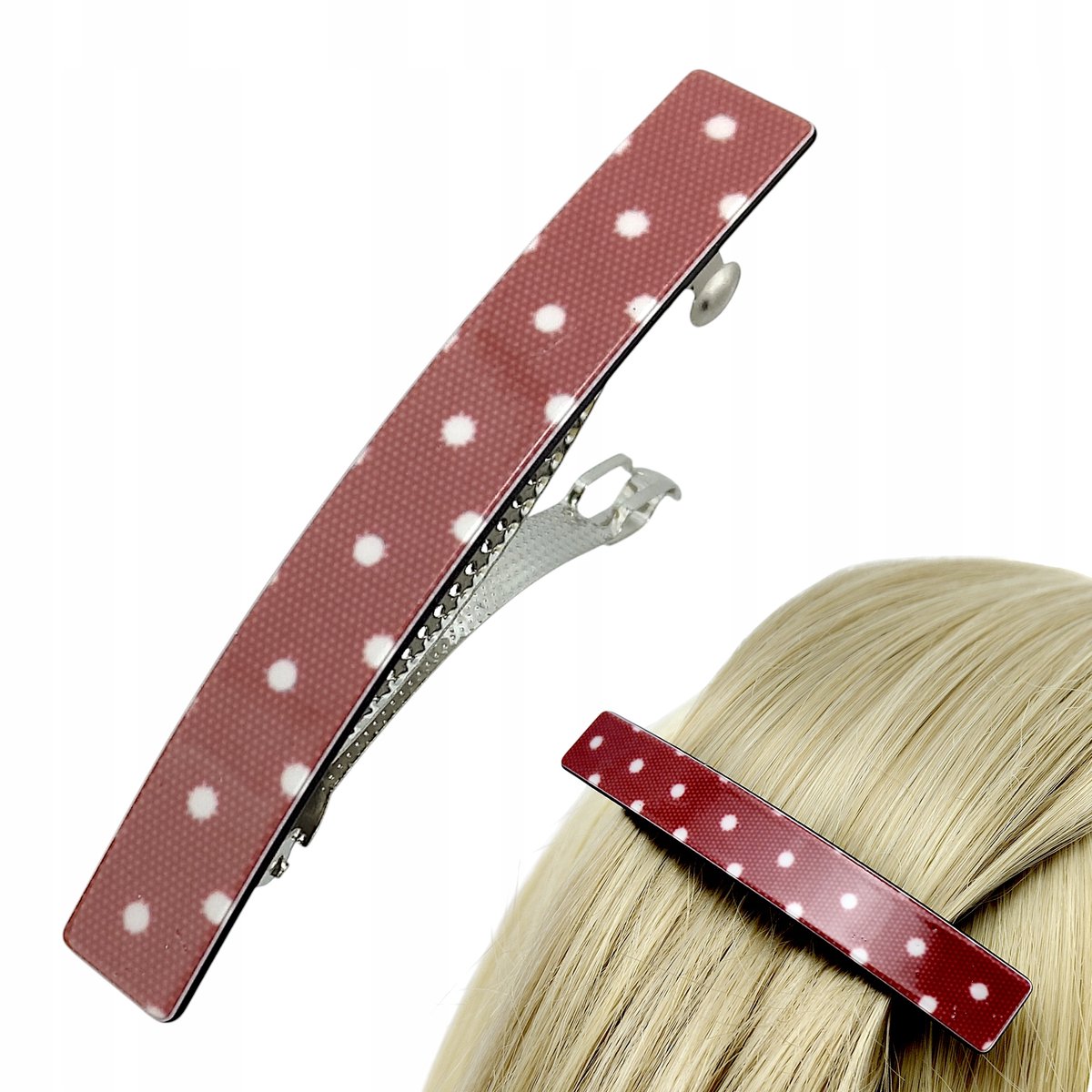 Automatische Haarclip met Stippen - Roze