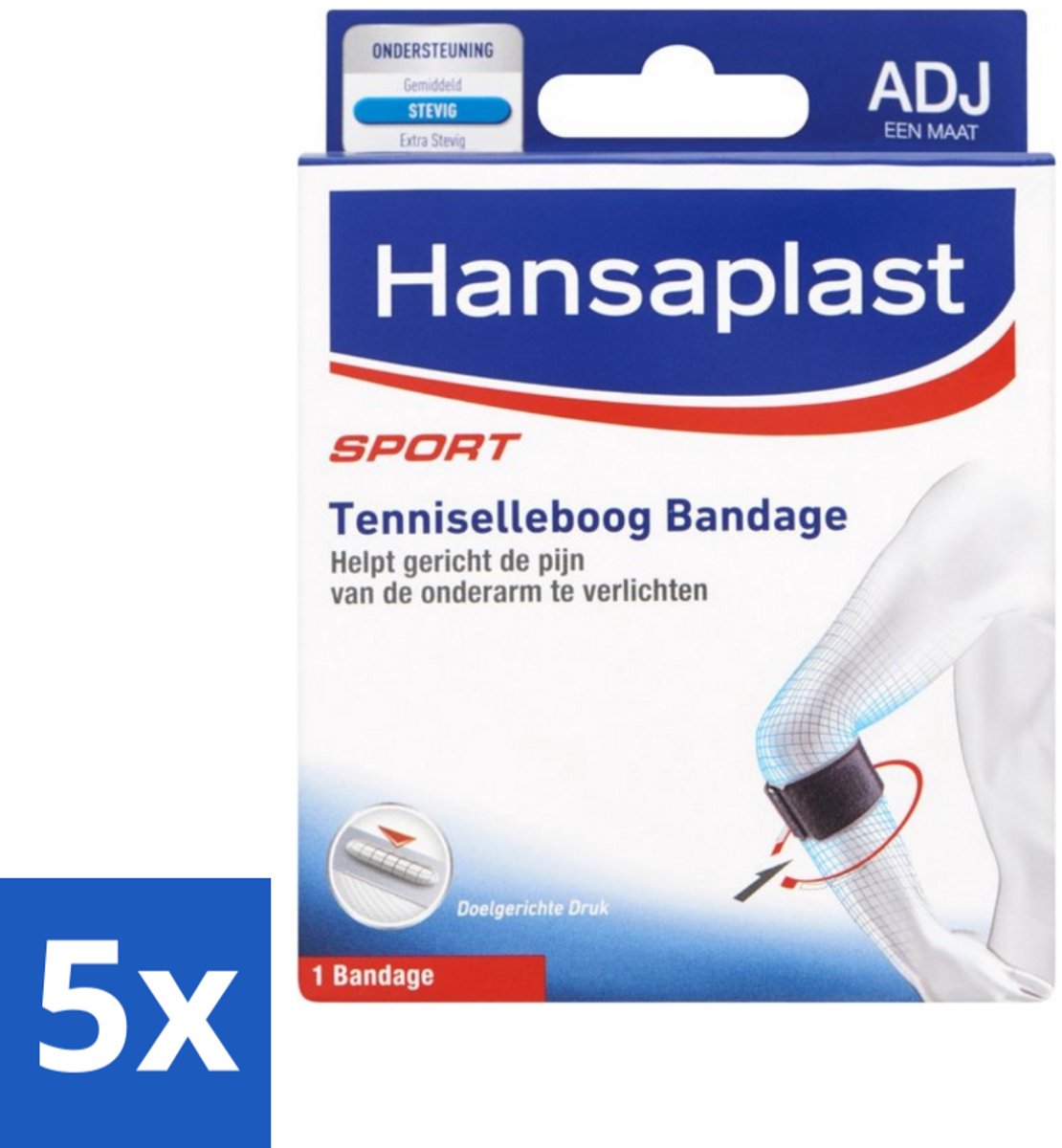 5 x Hansaplast - Sport Tenniselleboog Bandage - Tennisarm Brace - Elleboogbraces - Verstelbaar - Zwart - Tenniselleboog - Elleboogklachten - Onderarmklachten - Epicondylitis Lateralis - Sportbandage