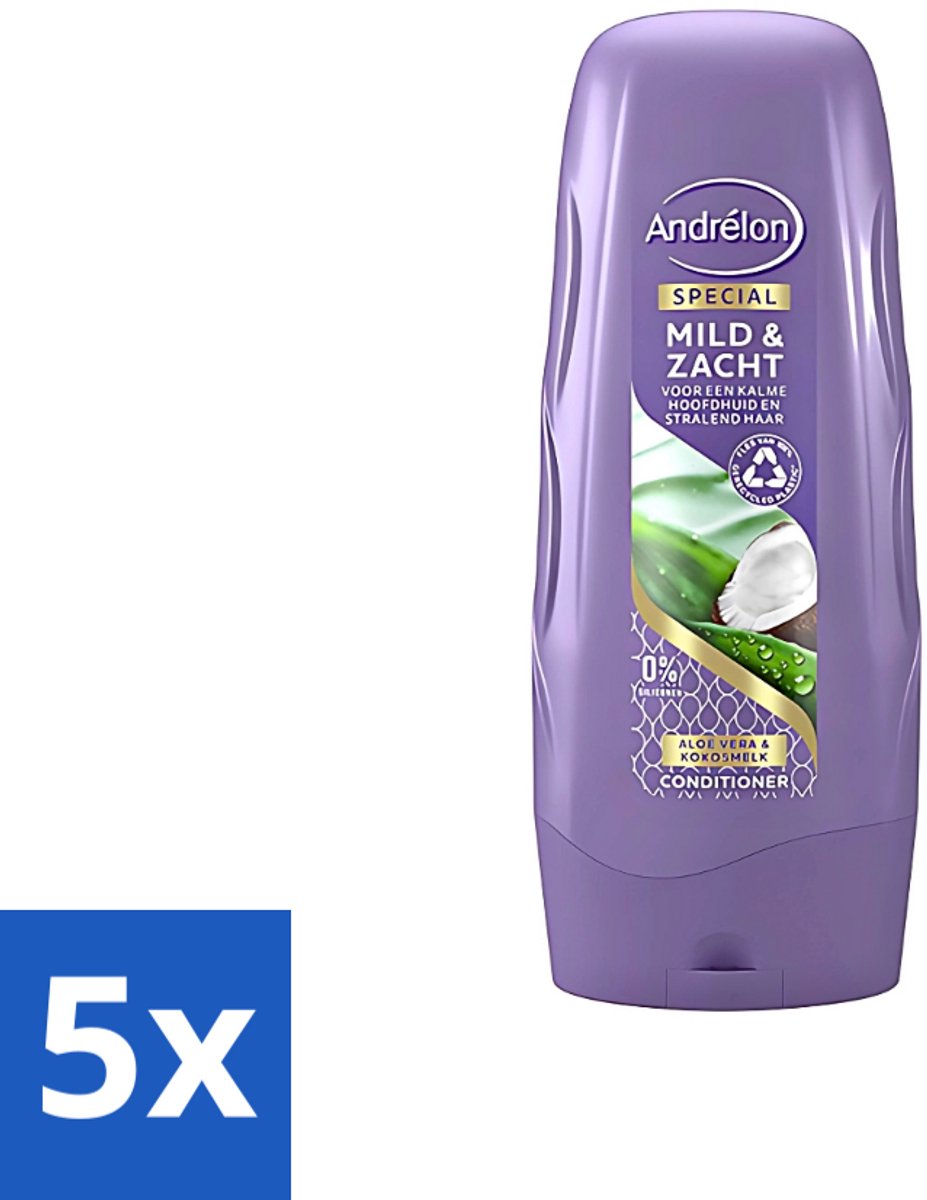 5 x Andrélon - Mild & Zacht - Conditioner - Voor Gevoelige Hoofdhuid - 300 ml - Gevoelige Hoofdhuid - Droge Hoofdhuid - Zachte Haar - Glanzend Haar - Kokosgeur