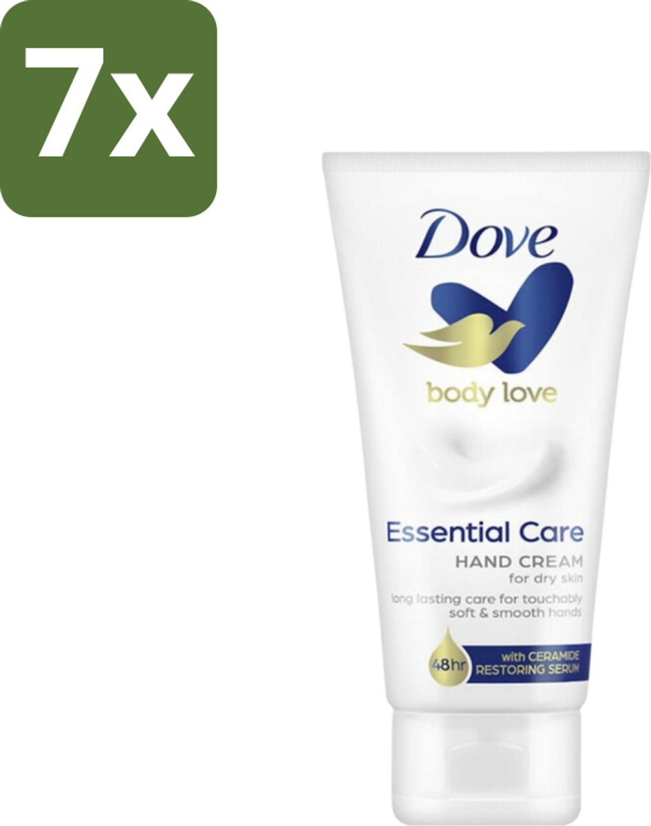7 x Dove - Handcrème - Body Love Essential Care - Hydraterend - Droge huid - 75 g - Handcrème - Droge Huid - Hydraterende Crème - Huidbarrière - Handverzorging