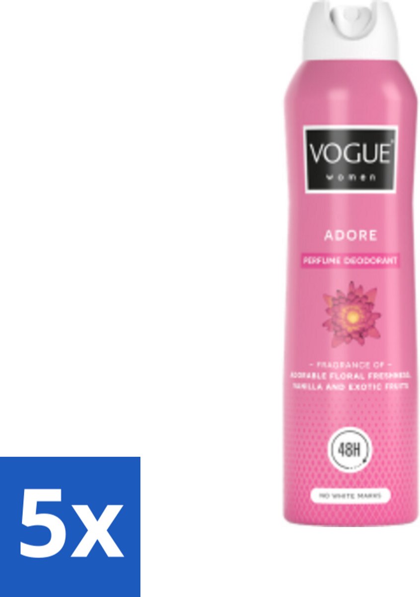 5 x Vogue Adore Parfum Deodorant 150 ml - Parfum Deodorant - Parfum En Deodorant - 24 Uur Bescherming - Zweetbescherming - Geur Van Bloemige Frisheid
