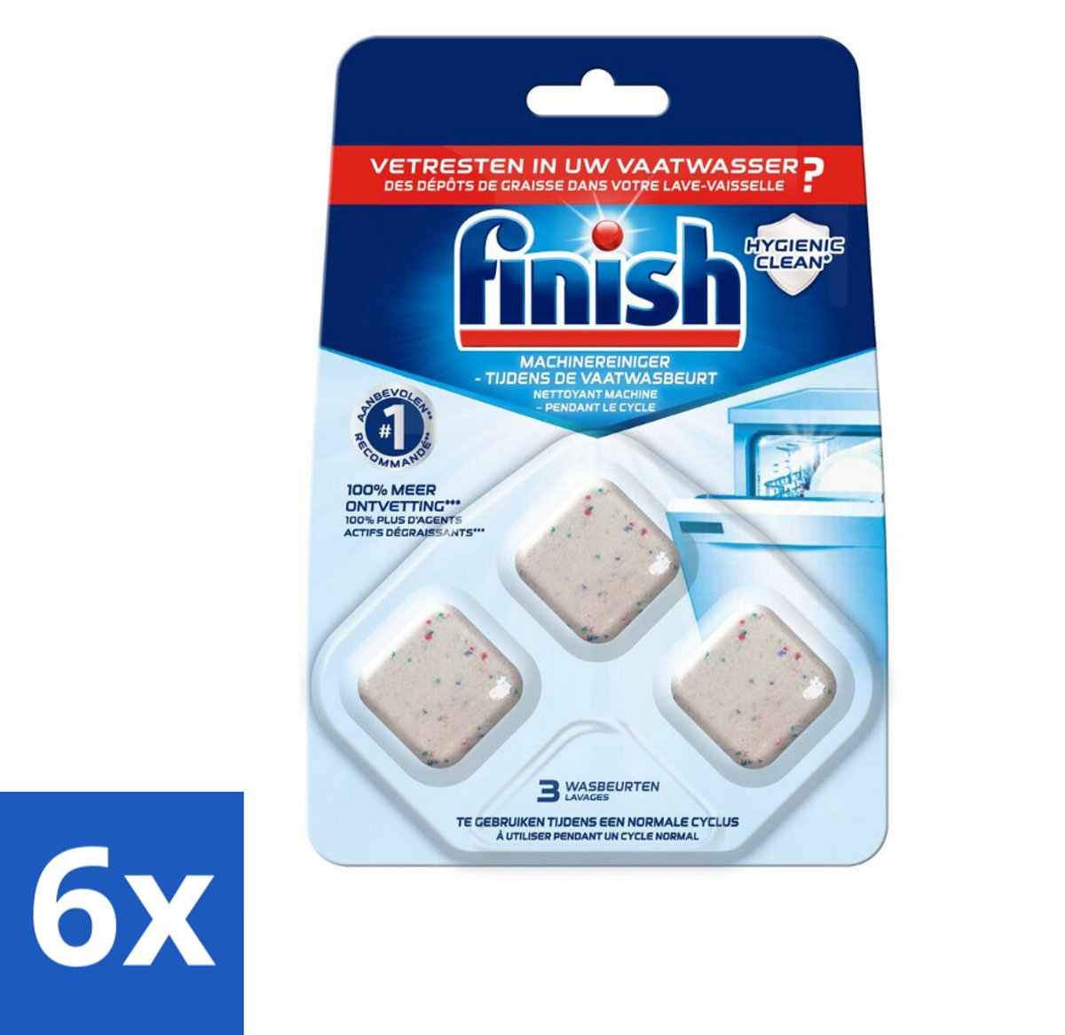 Finish Machinereiniger Tijdens de Wasbeurt 3 stuks per verpakking - Voordeelverpakking - 6 stuks