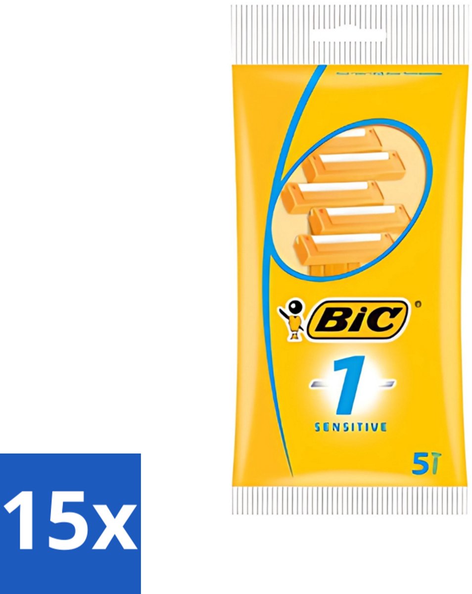 Bic - Scheermesjes - Sensitive - Enkel Mesje - Wegwerpmesjes - 5 Scheermesjes - Bulkverpakking - 15 stuks