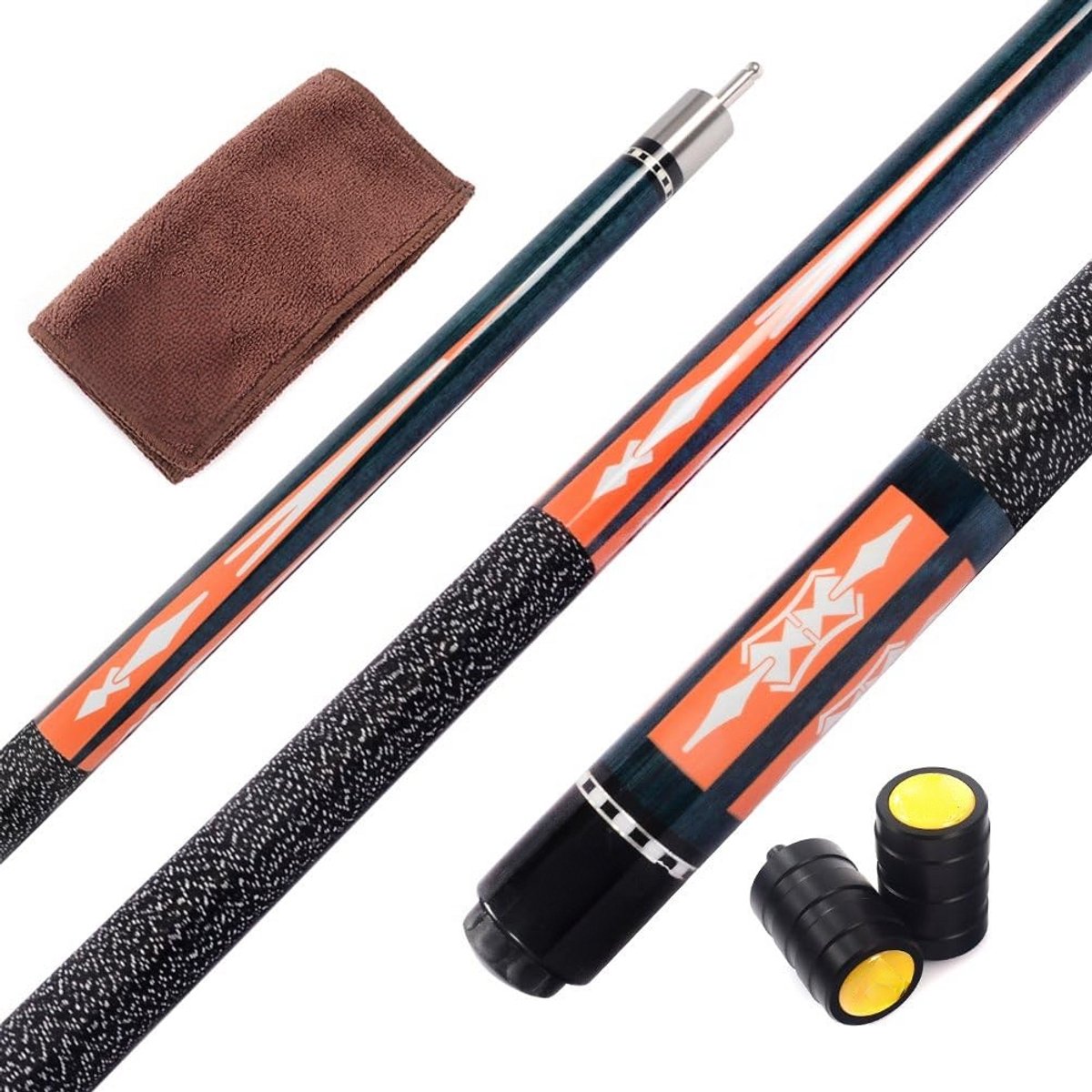 Biljartkeu 145 cm met quick release verbinding en hardhouten schacht 57 inch, 2-delig -Oranje-