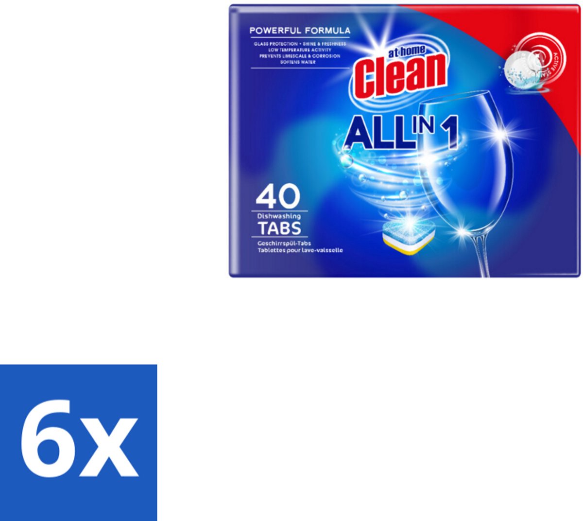 6 x At Home Vaatwastabletten All-in-1 40 stuks per verpakking - Vaatwastabletten - Vaatwassen - Vaatwasser - Vaat Schoonmaken - Vaatwasmiddel