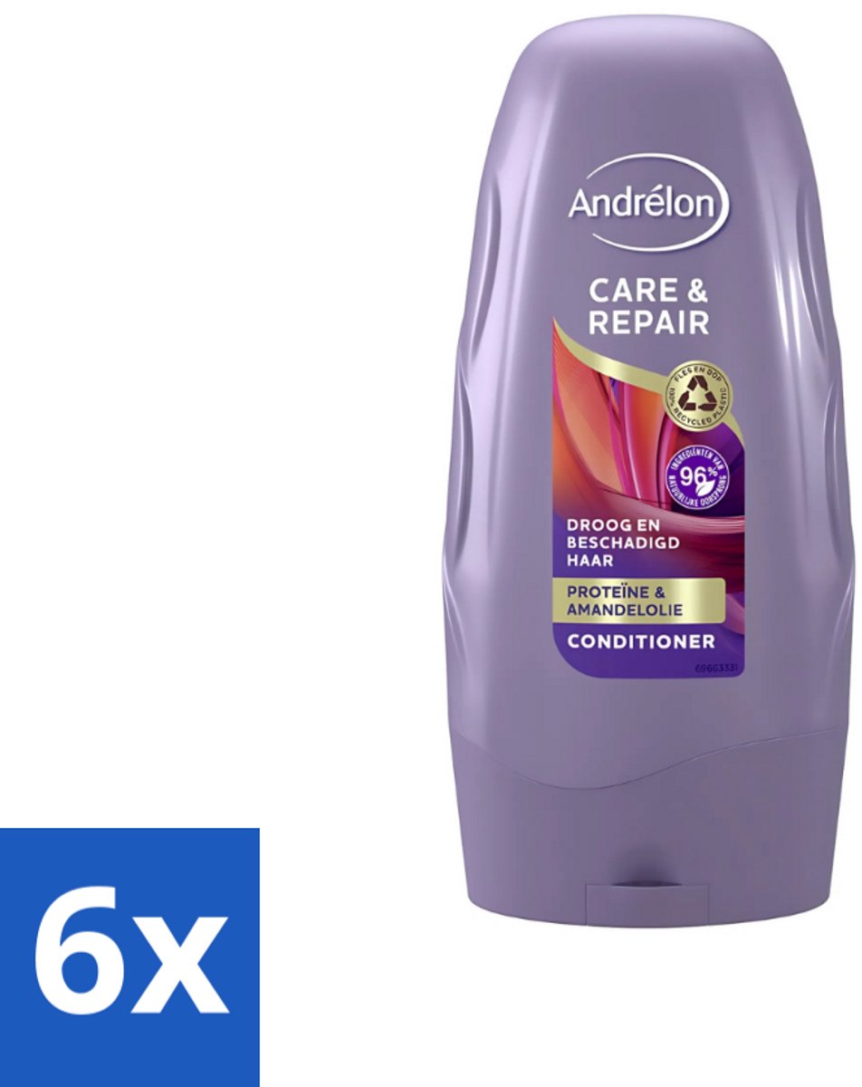 6 x Andrélon - Care & Repair - Conditioner - Voor Beschadigd Haar - 250 ml - Herstel Beschadigd Haar - Voeding Haar - Proteïne Haar - Amandelolie Haar - Droog Haar